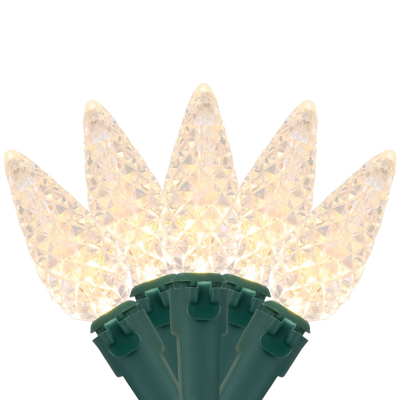 200-Count Warm White LED Faceted C6 Christmas Lights 66.25 ft Green Wire